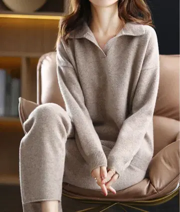 니트 팬츠 셋업 모카