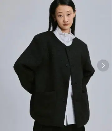 FEKETE 노카라 울 샤기 자켓 블랙 L