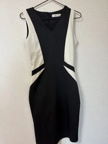 슬리브리스 타이트 드레스 블랙/화이트