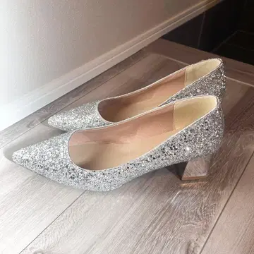 실버 글리터 펌프스 25.0cm