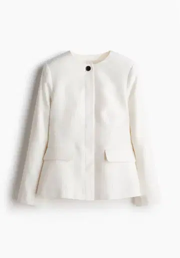 H&M 핏 블레이저 화이트 노카라 자켓