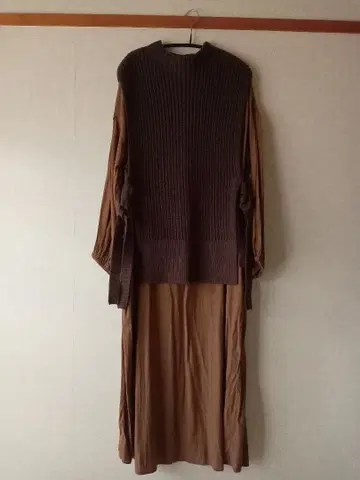 [ abahouse ecru ] 브라운 롱 원피스와 니트 세트
