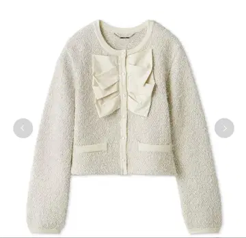 화이트 프론트 리본 니트 자켓
