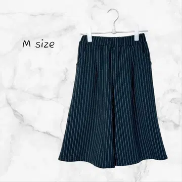 와이드 팬츠 속기모 스트라이프 패턴 M 사이즈 블랙 크롭 기장