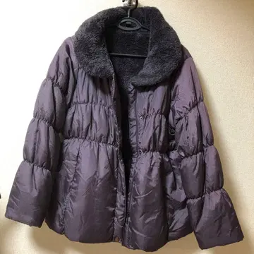BUNNY 보아 카라 부착 다운 자켓 다크 퍼플