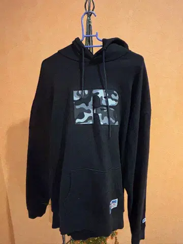 카모플라쥬 프린트 블랙 후드티 XL