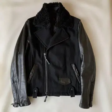 커스텀컬쳐 울 가죽 더블 라이더 자켓