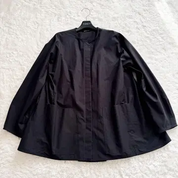 새상품급 드로어 셔츠 크루넥 긴팔 프리 사이즈 포켓 블랙