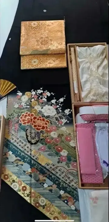 블랙 전통 예복 기모노 세트