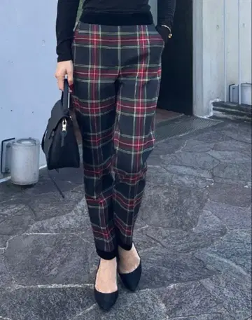 JENNE 체크 본딩 팬츠