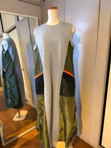 RISLEY 슬리브리스 티셔츠 원피스 그레이/올리브