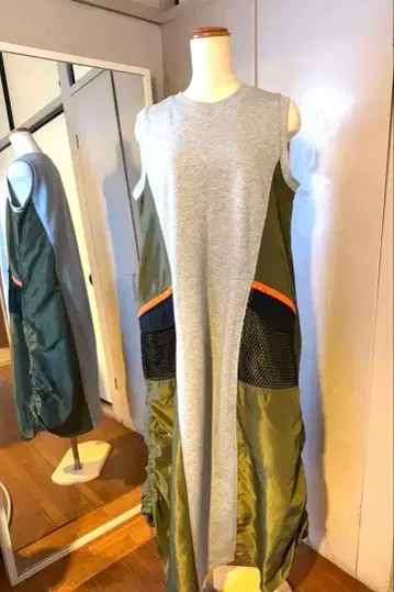 RISLEY 슬리브리스 티셔츠 원피스 그레이/올리브