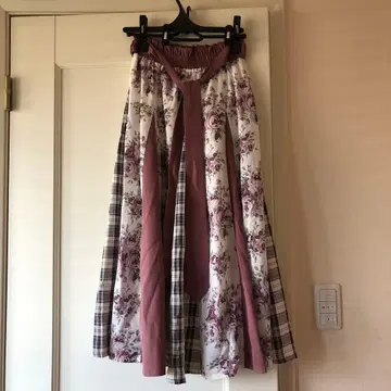 axes 플레어 스커트 꽃무늬 체크