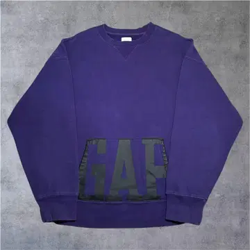 00s Gap 빅 로고 맨투맨 트레이닝복 퍼플네이비 L 페이드 짧은 기장