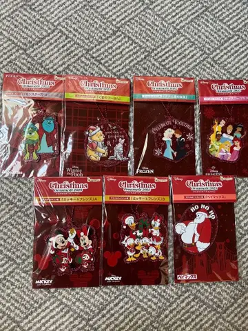 디즈니 크리스마스 오너먼트 복권 아크릴 키링 7개 세트 컴프