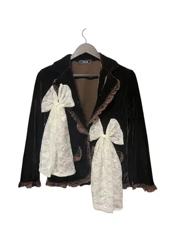 레이스 리본 벨루어 재킷