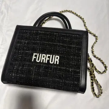 FURFUR 트위드 로고 토트백 블랙
