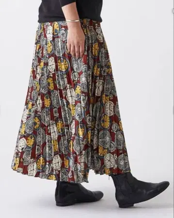 BEARDSLEY 비어즐리 플리츠 스커트 롱 스커트 프린트 올 패턴