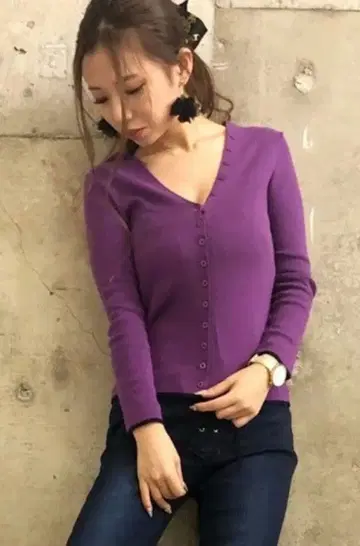 delylenoir 2way V넥 가디건 긴팔 상의 퍼플