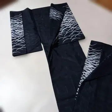 블랙 파도 무늬 코몬 기모노 여름