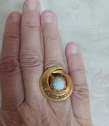 터콰이즈 컬러 유리 vintage 반지