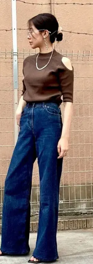 YANUK 와이드 플레어 데님 팬츠 OAB 25