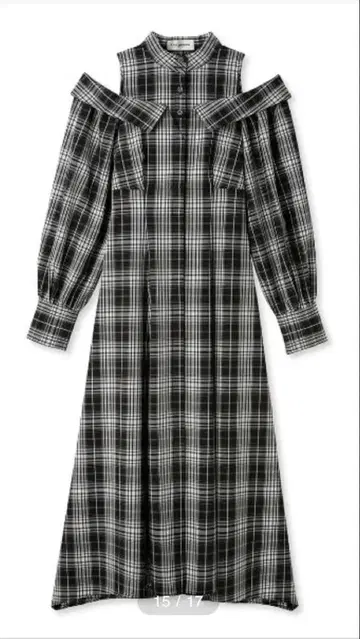 LILY BROWN 체크 무늬 오프숄더 셔츠 원피스