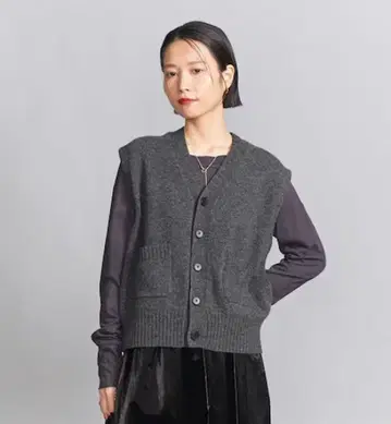 BEAUTY&YOUTH 울 캐시미어 아쿠아 니트 베스트 그레이