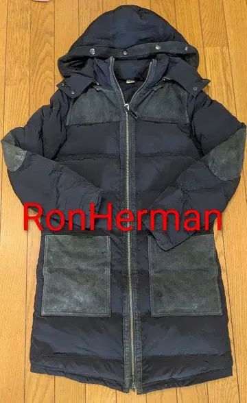 초레어 Ron Herman 후드 부착 다운 자켓 네이비 XS