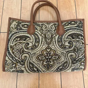 N. N 도트 페이즐리 자카드 백 스퀘어 카펫 패턴 핸드백