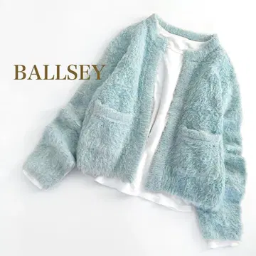 BALLSEY 알파카 퍼 숏 가디건