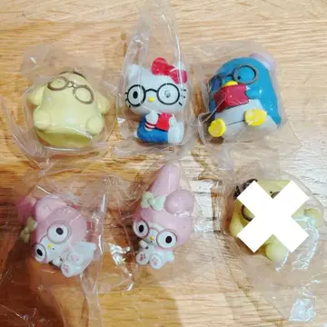 산리오 캐릭터즈 안경 소녀 피규어 5개 세트 세미 컴프