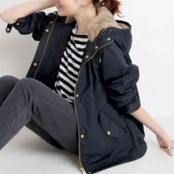 SLOBE IENA 에코 퍼 라이너 후드 밀리터리 블루종 네이비