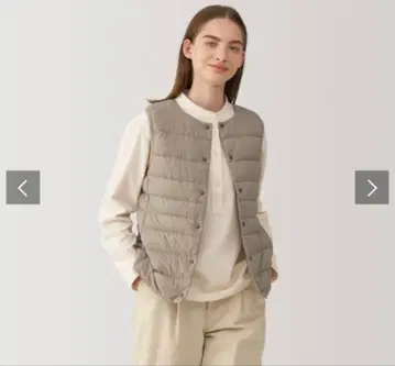 무인양품 경량 다운 베스트 (정전기 방지 안감) 라이트 베이지