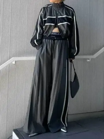 prankproject 그레이 블랙 스트라이프 자켓 팬츠 세트