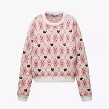새상품 ZARA 자카드 니트 스웨터 하트