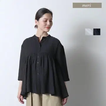 meri 미일리 개더 셔츠 블랙
