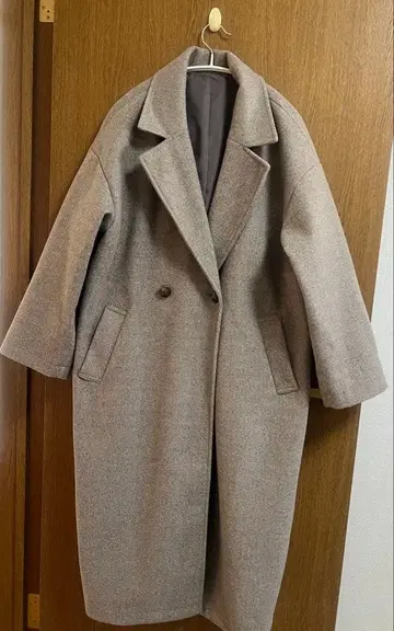 moment+ 니트 멜톤 롱 체스터 코트 M 브라운