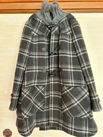 MAX&Co. 그레이 계열 체크 더플 코트