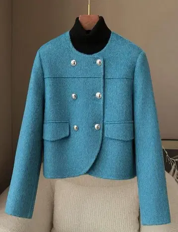 새상품 부드러운 분위기의 캐시미어 혼방 울 자켓 여성용 하프 기장 코트