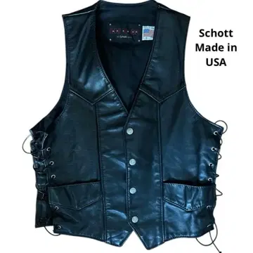 schott 샷 가죽 베스트 XL 빅 사이즈 블랙 천연 가죽 베스트