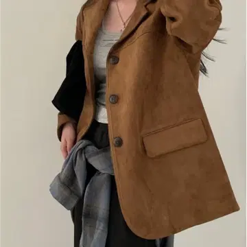 Vipoa 테일러드 자켓 스웨이드 브라운