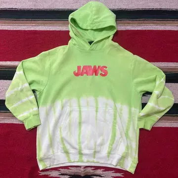 H&M XL JAWS 로고 타이다이 후드티 라임 그린