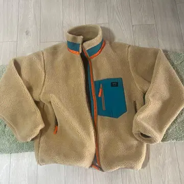 SCREP 플리스 자켓 베이지 오렌지 파랑 악센트