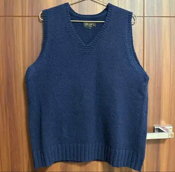 BEAMS 빔즈 네이비 네이비 컬러 V넥 베스트 M 밀리터리 니트