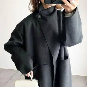 Re:EDIT 컷 멜톤 롱 코트 블랙