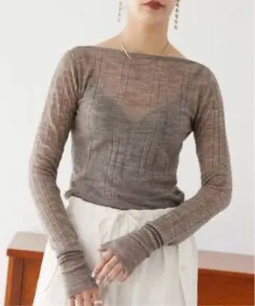 VERMEIL per iena 시어 랜덤 리브 니트 풀오버 브라운