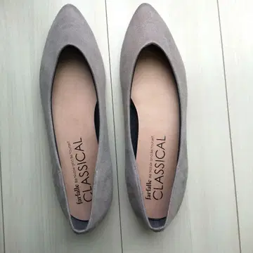 그레이 스웨이드 스틸레토 플랫슈즈