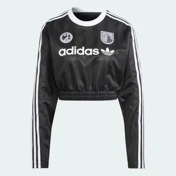 adidas 크롭 긴팔 T셔츠 블랙