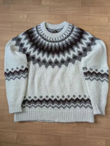 BATONER 노르딕 무늬 아이보리 모헤어 울 알파카 3